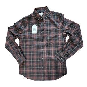 NWT Ben Sherman Men's Brown Plaid Long Sleeve  Button Up Shirt sz MEDIUM